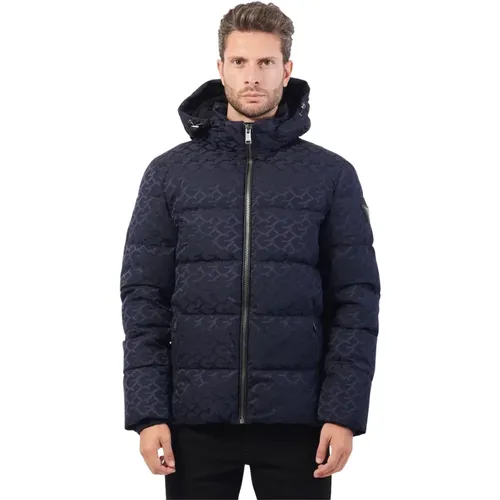 Herren Gepolsterte Kapuzenjacke Blau , Herren, Größe: L - Guess - Modalova