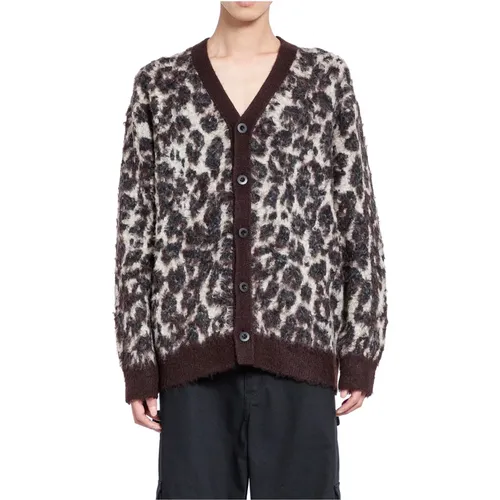 Leopard Jacquard V-Neck Sweater - Junya Watanabe - Modalova