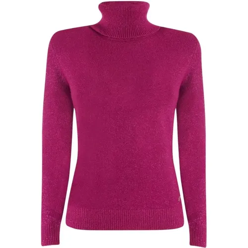 Fuchsia Viscose Turtleneck Sweater , female, Sizes: S, M, XS, XL - YES ZEE - Modalova