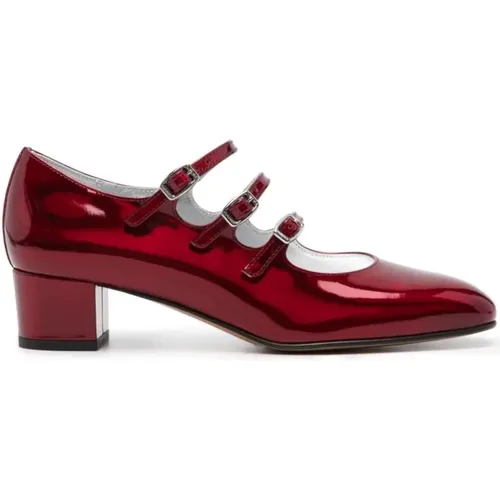 White Patent Leather Mary-Jane Heels , female, Sizes: 4 1/2 UK, 7 UK, 4 UK, 5 1/2 UK, 3 1/2 UK, 3 UK, 8 UK, 6 1/2 UK, 6 UK, 5 UK - Carel - Modalova