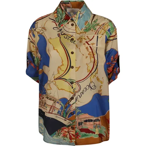 Nautical Map Silk Shirt , female, Sizes: L - Zimmermann - Modalova