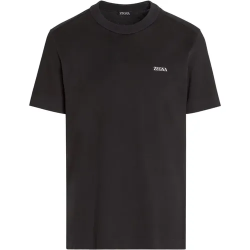 Schwarze Logo Print T-shirts und Polos - Ermenegildo Zegna - Modalova