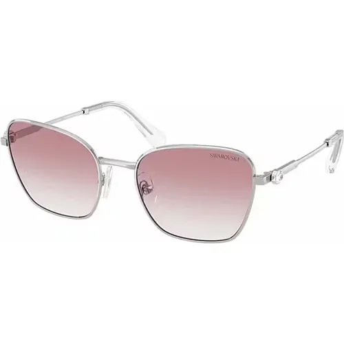 Silver Frame with Pink Gradient Lenses , unisex, Sizes: 58 MM - Swarovski - Modalova