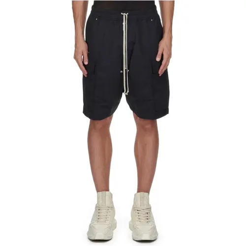 Schwarze knielange Freizeitshorts mit Cargotaschen , Herren, Größe: L - Rick Owens - Modalova