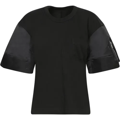 Schwarze T-Shirts & Polos für Frauen , Damen, Größe: S - Sacai - Modalova