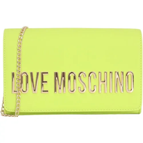 Grüne Lime Smart Daily Maxi Tasche mit Goldener Metallkette , Damen, Größe: ONE Size - Love Moschino - Modalova