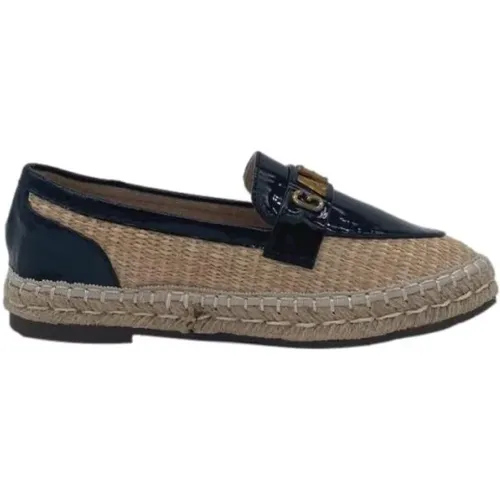 Raffia Espadrilles mit Krokodileffekt und Goldlogo , Damen, Größe: 37 EU - Gaëlle Paris - Modalova