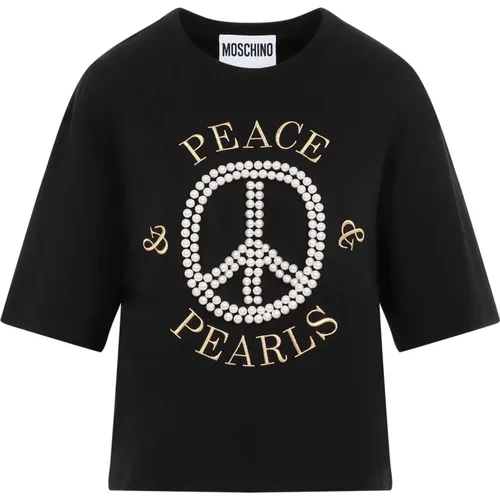 Schwarze T-Shirt Kollektion , Damen, Größe: S - Moschino - Modalova