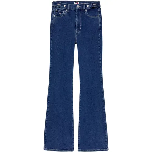 Ausgestellte High-Waist-Blau-Denim-Jeans , Damen, Größe: W24 L28 - Tommy Jeans - Modalova