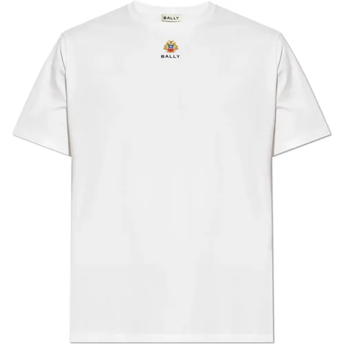 T-Shirt mit gesticktem Logo , Herren, Größe: L - Bally - Modalova