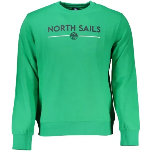 Grüner Baumwoll-Sweatshirt mit Druck-Logo , Herren, Größe: 2XL - North Sails - Modalova