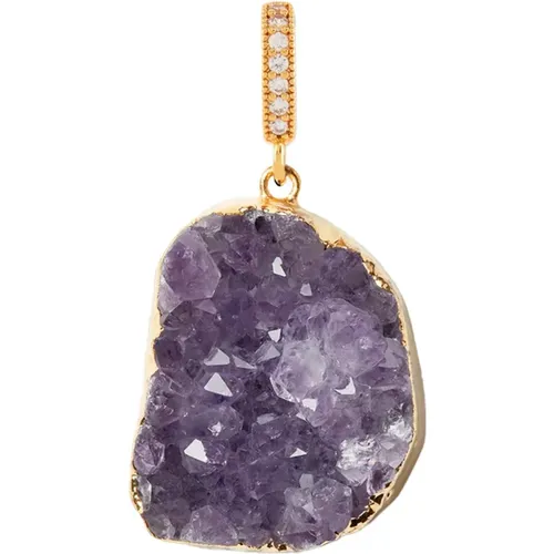 Amethyst Anhänger mit Pave Connector , Damen, Größe: ONE Size - Crystal Haze - Modalova