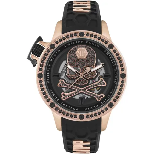 Automatic Black Silicone Watch , male, Sizes: ONE SIZE - Philipp Plein - Modalova