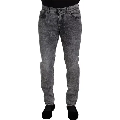 Graue Gewaschene Niedrige Taille Denim Jeans - Dolce & Gabbana - Modalova