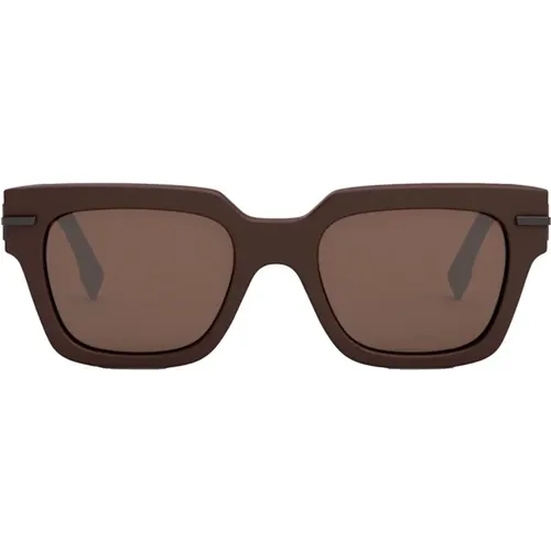 Square Acetate Sunglasses in Matte /Dark Red , unisex, Sizes: 51 MM - Fendi - Modalova