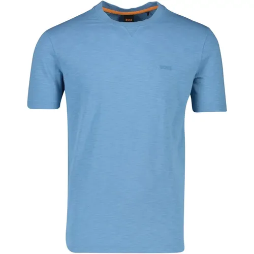 Blau Rundhals Baumwoll T-shirt - Hugo Boss - Modalova