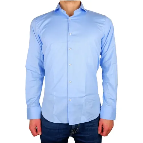 Elegantes Milano Hemd aus hellblauer Baumwolle , Herren, Größe: M - Made in Italia - Modalova
