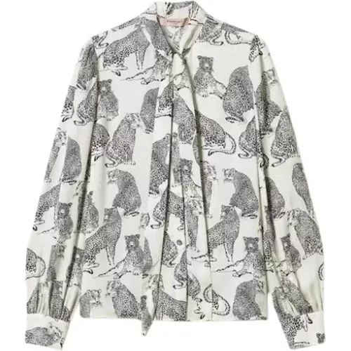 Jacquard Jaguar Print Shirt , female, Sizes: XS, S, 2XS, L, XL, M - Twinset - Modalova