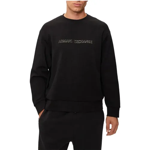 Schwarzer Pullover Trendy Logo Vorne , Herren, Größe: 2XL - Armani Exchange - Modalova