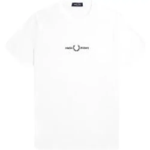 Grafisches Besticktes Baumwoll-T-Shirt , Herren, Größe: L - Fred Perry - Modalova