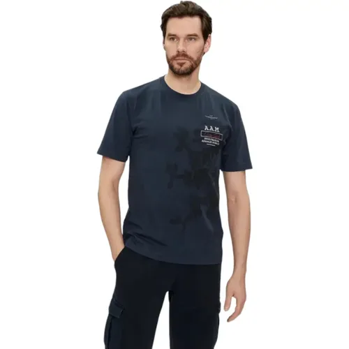 Kurzarm T-Shirt für Männer , Herren, Größe: L - aeronautica militare - Modalova