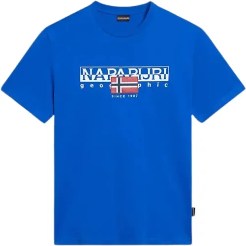 Blaues Kurzarm Aylmer T-shirt , Herren, Größe: XL - Napapijri - Modalova