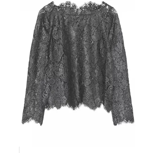 Elegant Lace Blouse Dark Grey , female, Sizes: S, 3XL - Gustav - Modalova