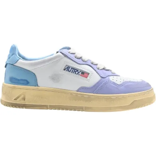 Vintage Low Top Sneakers White/Lavender/Blue , female, Sizes: 4 UK - Autry - Modalova