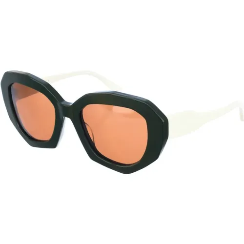 Oval Black-Grey Sunglasses , female, Sizes: ONE SIZE - Marni - Modalova