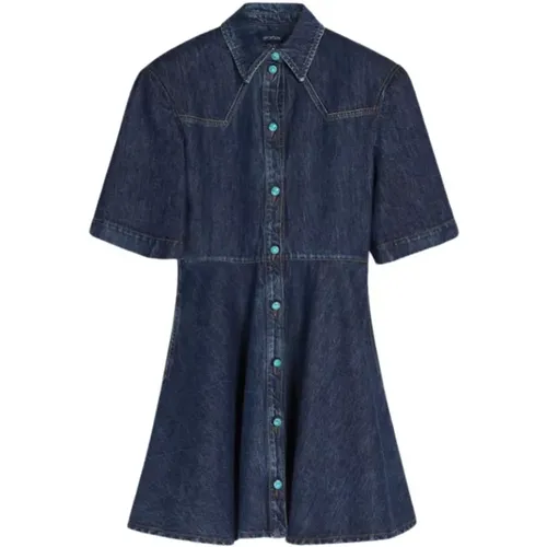 Short Denim Shirt in Dark Wash , female, Sizes: S - SPORTMAX - Modalova