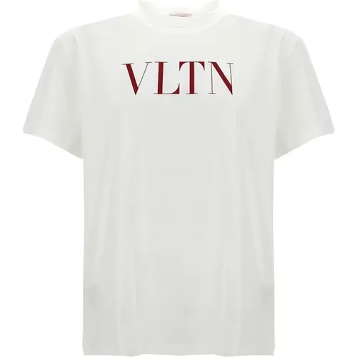 Weißes VLTN-Print Crew Neck T-Shirt - Valentino Garavani - Modalova