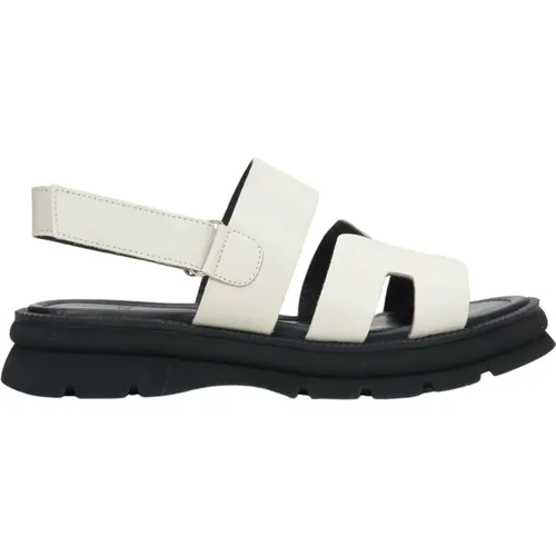 Damen Weiße Sandalen mit flexibler Sohle aus echtem Leder Er00115138 - Estro - Modalova