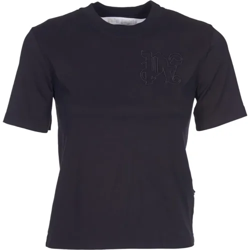 Monogram Cotton T-shirt , female, Sizes: M, XS - Palm Angels - Modalova