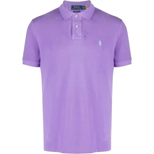 Lila Baumwoll Polo Shirt Regular Fit , Herren, Größe: S - Ralph Lauren - Modalova