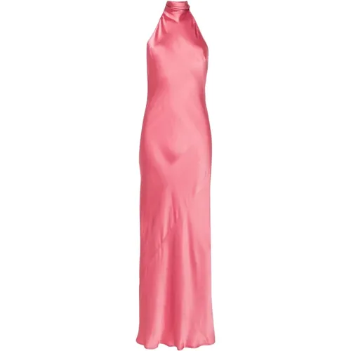 Silk Flared Halterneck Dress , female, Sizes: L - Semicouture - Modalova