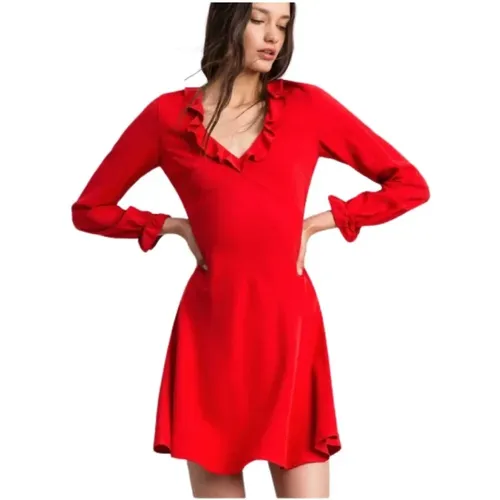 Flowy V-neck Dress with Ruffled Sleeves , female, Sizes: M, XS - Twinset - Modalova