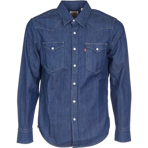 Levi's, Blaue Western Standard Hemden , Herren, Größe: M - Levis - Modalova