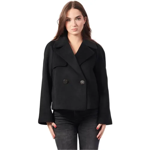 Schwarzer Wollmischung Kurzmantel , Damen, Größe: XL - Armani Exchange - Modalova