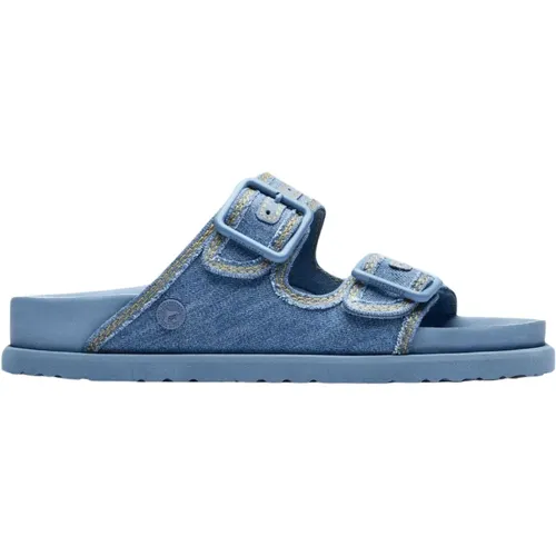 Stone Washed Denim Sandalen , Herren, Größe: 45 EU - Birkenstock - Modalova