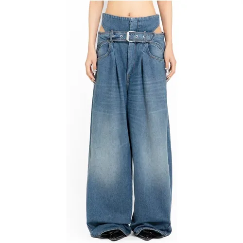 High-Waist Wide-Leg Cut-Out Jeans , Damen, Größe: W29 - SSHEENA - Modalova