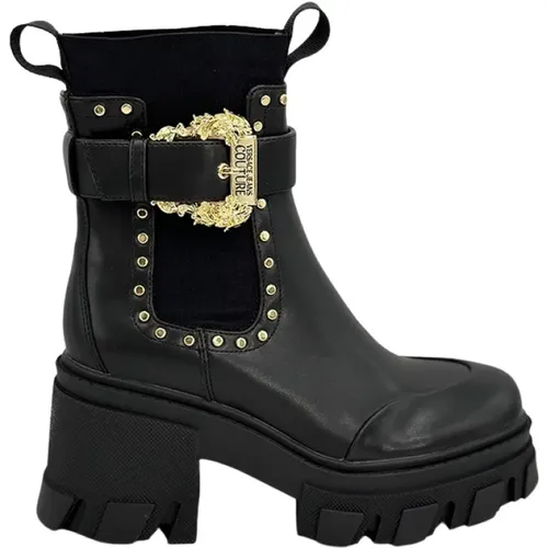 Sophie - Schwarze Lederstiefel , Damen, Größe: 38 EU - Versace Jeans Couture - Modalova