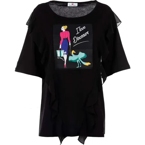 Damen T-Shirt mit Rüschen und Dinosaurier-Druck - Braccialini - Modalova