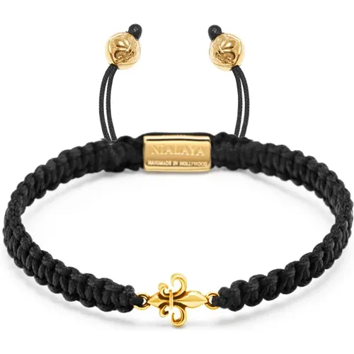 Gold Fleur De Lis Bracelet , male, Sizes: L, XL, M, S - Nialaya - Modalova