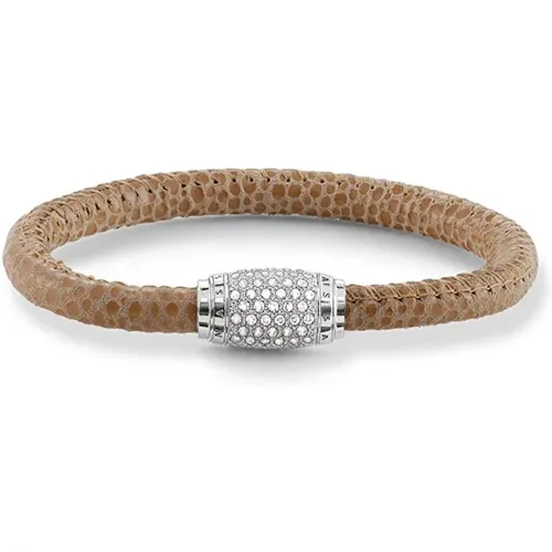 Brown/Silver Leather Bracelet with Zirconia Accents , female, Sizes: ONE SIZE - Thomas Sabo - Modalova