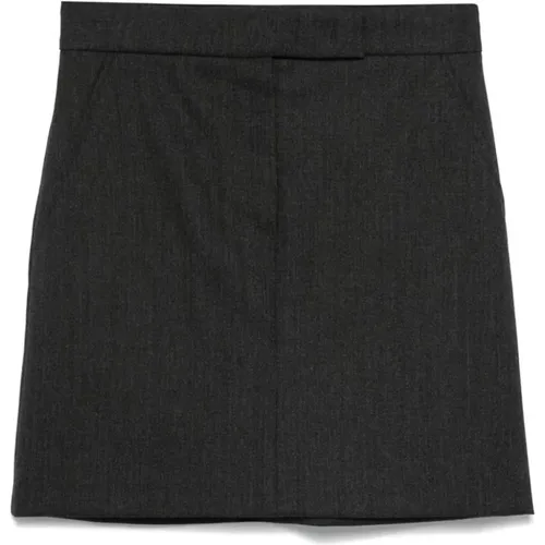 Grey Wool Skirt Mélange Effect , female, Sizes: 2XS, S - Max Mara - Modalova