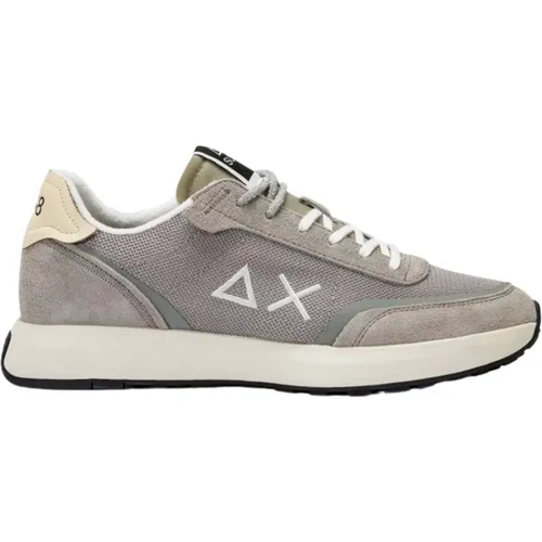 Light Grey Running Sneakers with Suede , male, Sizes: 10 UK, 8 UK - Sun68 - Modalova