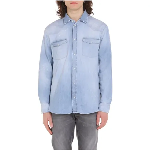Camicia Western in jeans , male, Sizes: XL - Dondup - Modalova