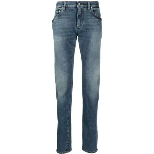 Slim-Fit Jeans with Fly-Covered Zipper , male, Sizes: 2XL - Dolce & Gabbana - Modalova