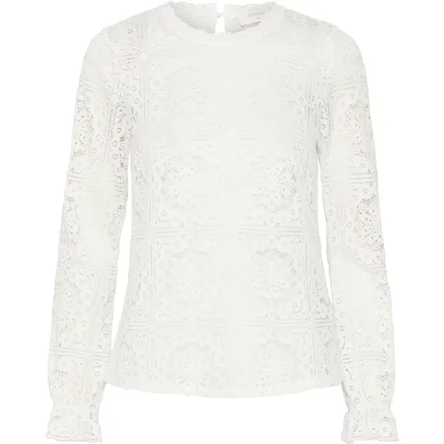 Elegant Lace Blouse Snow , female, Sizes: 3XL, XS, M, 2XL, L, XL - Cream - Modalova