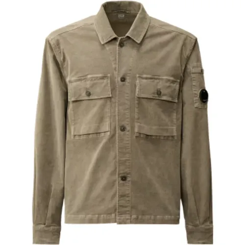 Stretch Corduroy Button-Up Hemd , Herren, Größe: L - C.P. Company - Modalova